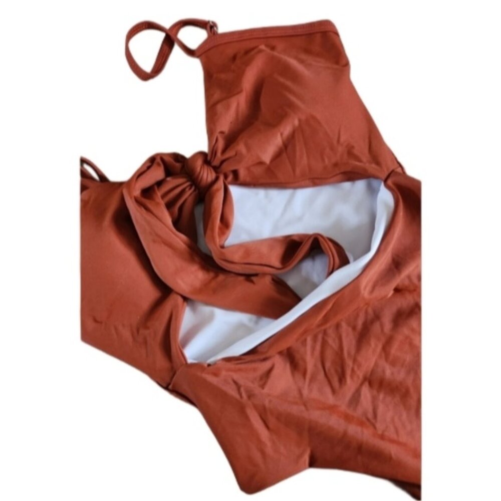 Rust Sm One-Piece Swimsuit Tie Up Exposed Midriff